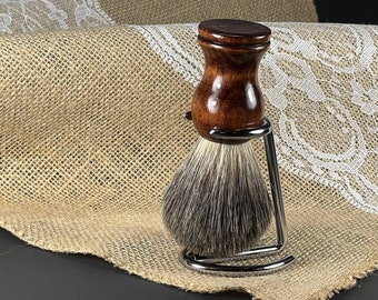 Shaving brush Handcrafted distressed hand polished Vintage look Wooden Shaving Brush Badger Hair With metal Stand for Soap lather Gift