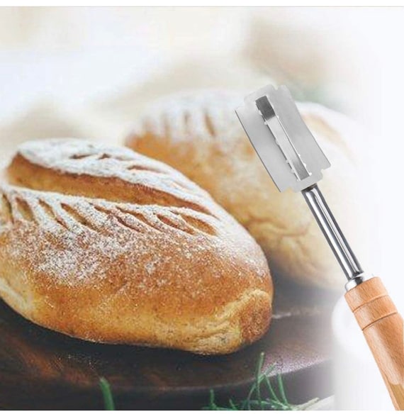 Bread Lame Cutter with Leather Bag 5 Blades Wooden French Bread