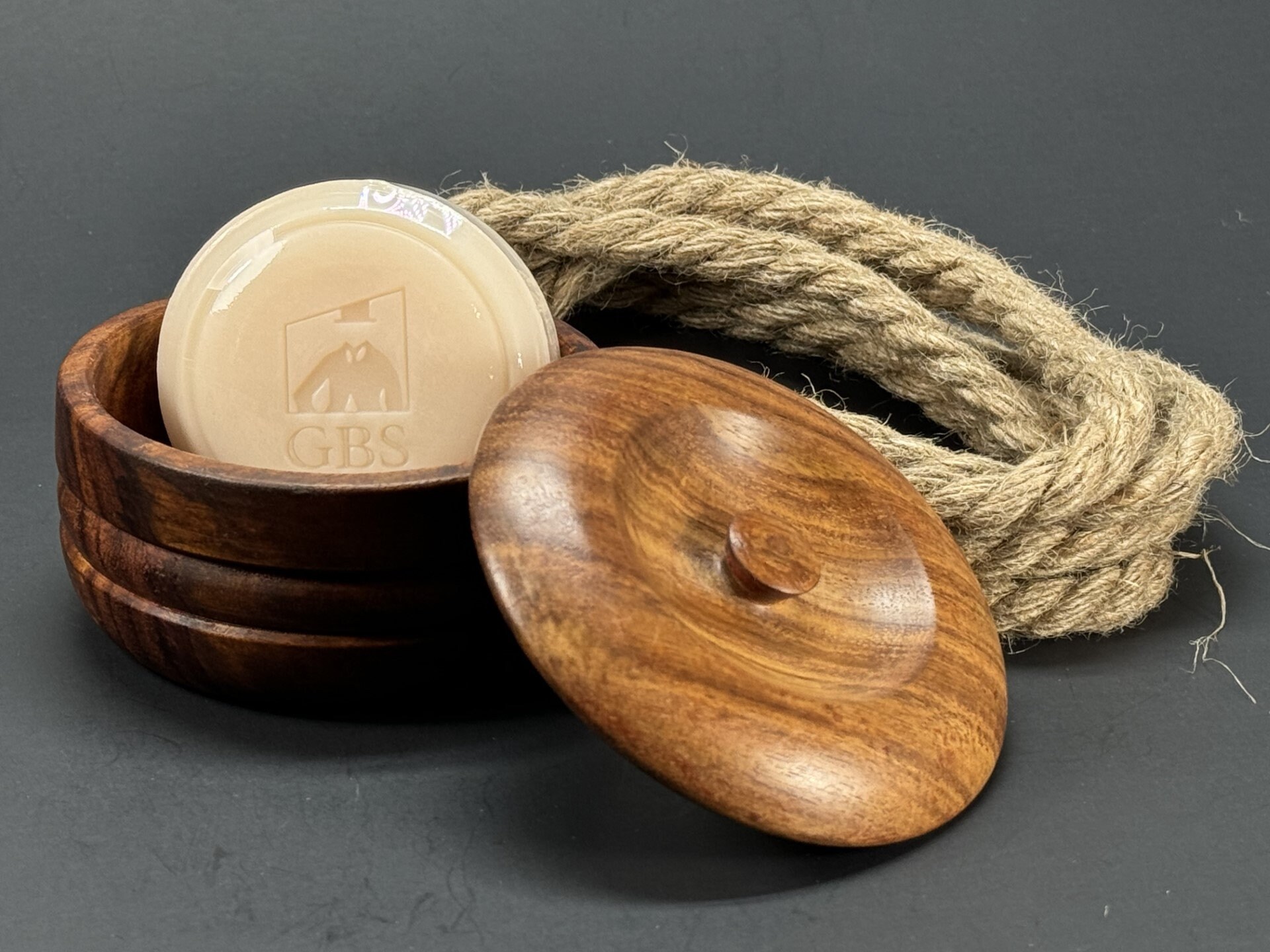 Handmade Wood Shaving Lather Bowl With Lid & Sandalwood Shaving Soap ...