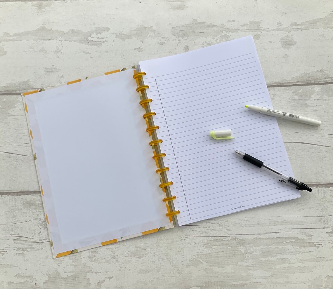 A4 Discbound Notebook Lemons Design Etsy UK