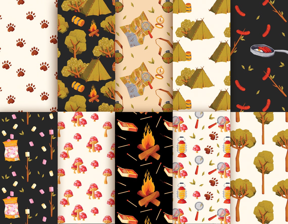 Camp paper pack Woodland scrapbook Camping papers Camp Etsy