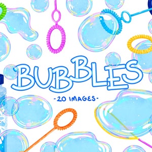 BlasenBlasen Clipart PNG kommerzielle Nutzung Dateien Seifenblase Bad Kinder Bubble Geburtstag Party Regenbogen Bubbles Digital Aquarell Clip Art Set