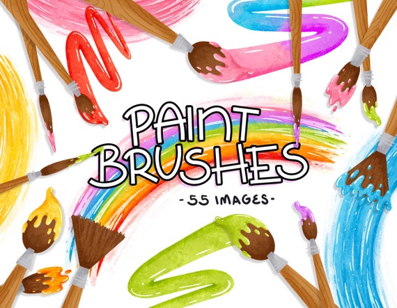 WATERCOLOR CLIPART art supply artist brushes tools paint
