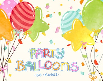Globos de fiesta de cumpleaños Clipart Colorido Fiesta Comercial Uso PNG Archivos Arco Iris Globos Fiesta Infantil Globos Gráficos para Sublimación