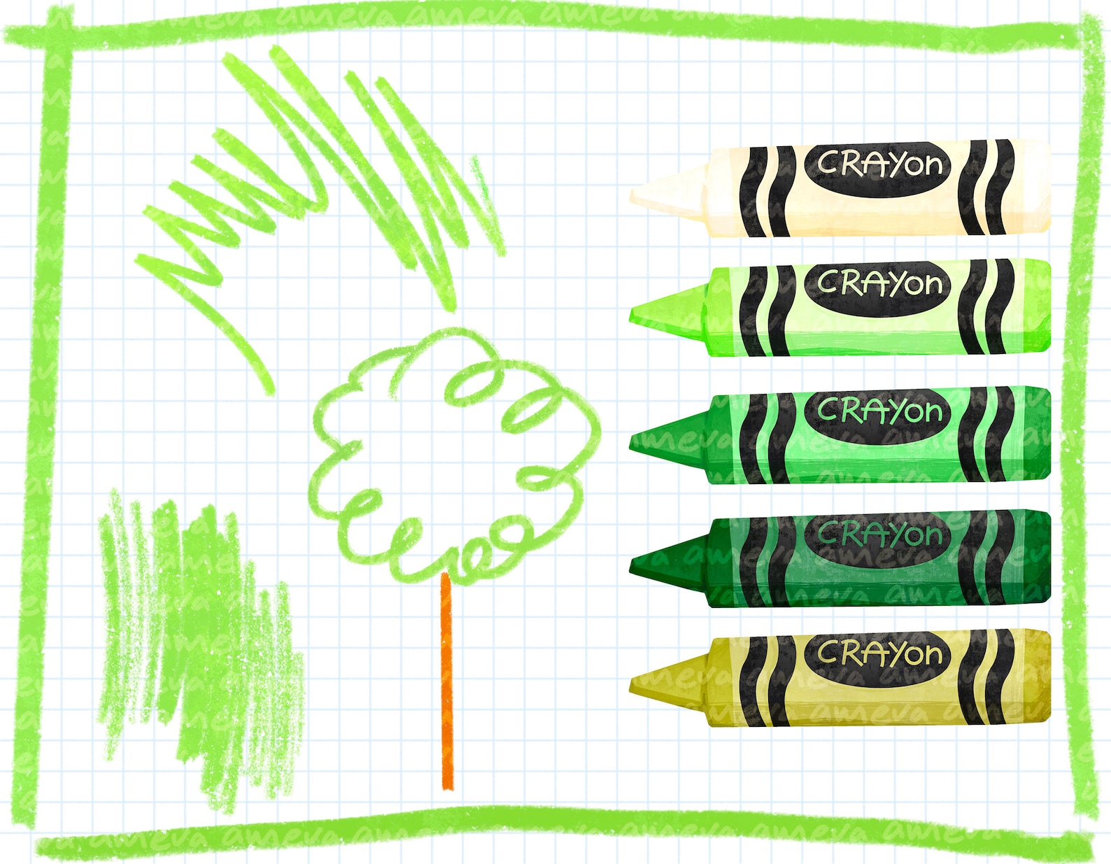 Coloring Crayons Clip Art Set Rainbow Crayons Watercolor Clipart Art ...