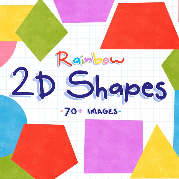 Rainbow 2D Shapes Digital Download Circle Rectangle Triangle Square Hexagon Octagon PNG files Educational Resources Teachers Clipart