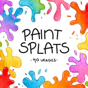 Paint Splats Clipart Rainbow Paint Bundle Pintura Clipart Color Paint Arquivos PNG para sublimação Salpicos coloridos para uso comercial