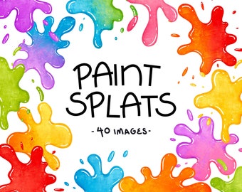 Paint Splats Clipart Rainbow Paint Bundle Painting Clipart Color Paint PNG files for Sublimation Colorful Splashes Commercial Use