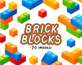 Brick Blocks Clipart Plastic Building Bricks Kids Toys PNG files for Sublimation Children Party Building Blocks Bundle Commercial Use