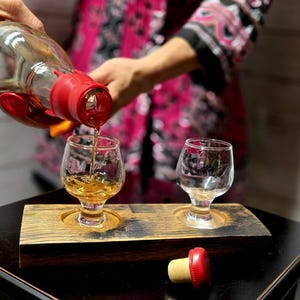 Bourbon Barrel Stave Flight with Shot Glasses
