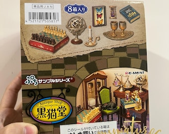 Dollhouse Miniatures Re-ment 2018 Antique Shop 黒猫堂 Vintage Shop, butterfly, ink letter&stamp, luggage, suitcase, telescope, map, chess 13+