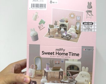 Dollhouse Miniatures Re-ment 2026 miffy Sweet Home Time (furniture, sofa, table, laptop, trash can, slipper, rabbit cabinet, chair, pillow)