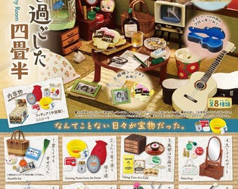 Dollhouse Miniatures Re-ment 2025 Days in our tiny room vintage household fan/tv/shopping/bird cage/water bag/medicine/cabinet/mirror/guitor