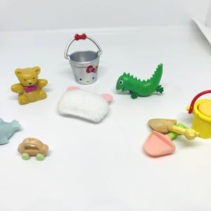 Dollhouse Miniatures Water Bucket/Dinosaur/ Pillow/ Tiny Toy/ Bear/ Car Dolphin/ Sand Bucket 1:12 outdoor activity school