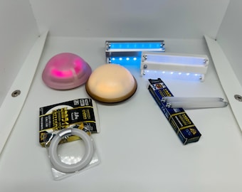 Dollhouse Miniatures magnetic wireless ceiling light, round touch-light, ceiling strip lamp,  emergency light(Yellow/white/ pink color) set2