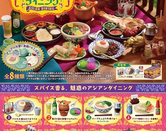Dollhouse Miniatures Re-ment 2024 Asian Dinning Restaurant Thai Viet Indian Food (Curry, Pho, Mango sticky rice, Tom yum Kung, pad Thai) 13+