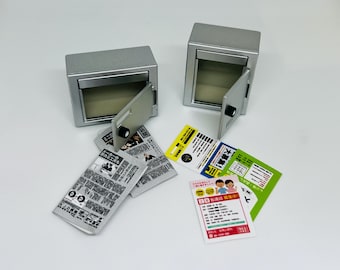 Dollhouse Miniatures jdream magnetic letter box outdoor townhouse letter newspaper magazine holder silver black door openable P.O. Box 13+