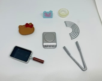 50% DISCOUNT-Dollhouse Miniatures Cooking Tools/ Stove/Clipper/Kitty Dish/Daisy Magazine Holder/Crystal Ruffled Bowl/Omelet Pan 1:12
