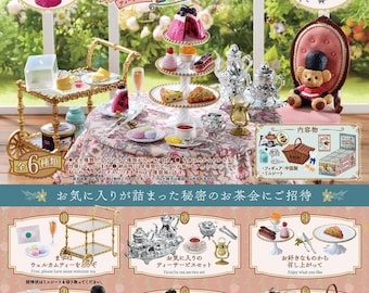 Dollhouse Miniatures Re-ment 2024 My Secret Tea Time High tea silver dinnerware cake English tea scone picnics basket cookie trolleys 13+