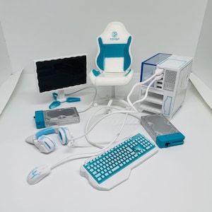 Dollhouse Miniatures Spielzeug Spirit PC Gaming Blitz Zubehör Monitor/Tastatur/Mauspad/Headset/Festplatte/Regler/USB/Videospiel/Mauspad
