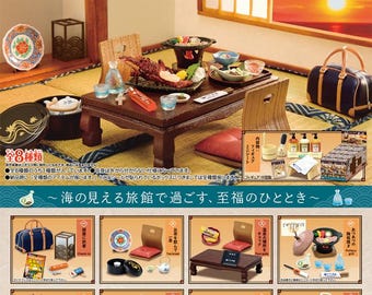 Dollhouse Miniatures Re-ment 2023 seaside hotel yunami onsen hotspring tradition Japan hotel tatami floor sunset Japanese meal stay 13+