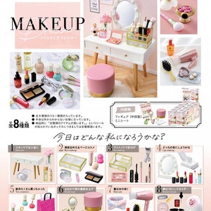 Dollhouse Miniatures Re-ment Make Up Dresser 2021 Hair Dryer, Eye shadow, Lip, Mascara, Cosmetics, Perfume, Mask, Steamer, Nail, Make up