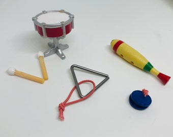 Dollhouse Miniatures Musical Instrument Castanet/Drum/Shaker/Triangle 1:12 small school toy