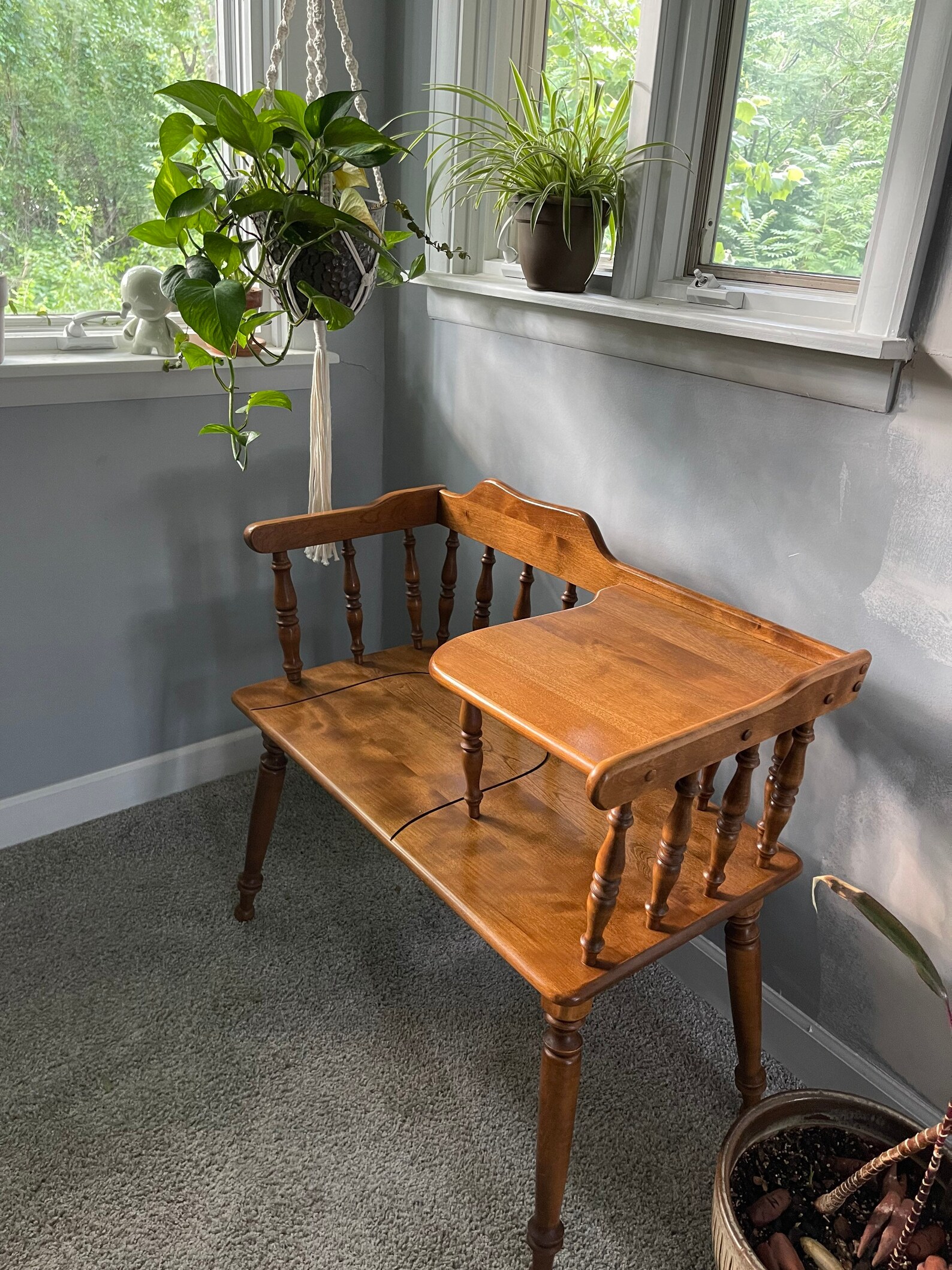 Vintage Maple Gossip/Telephone Bench Etsy