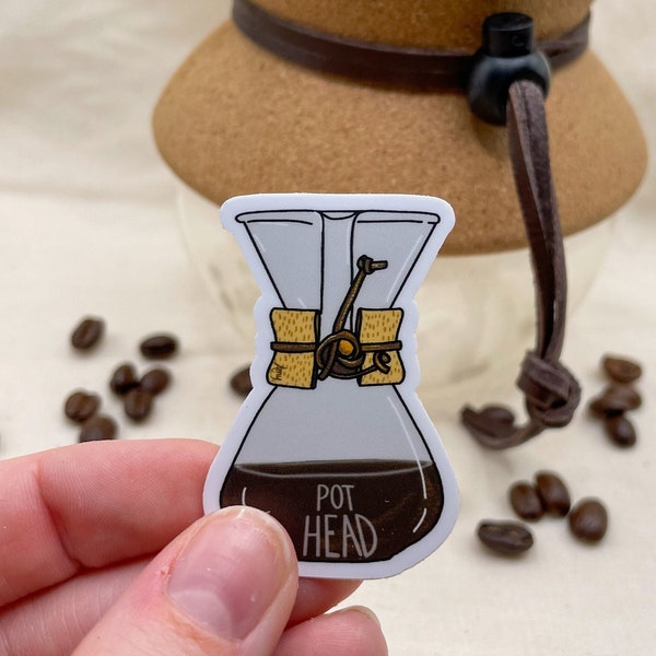 Pour Over Coffee Pot Head Sticker