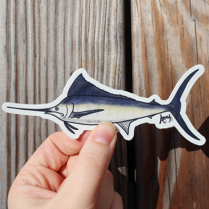 Merling Fish Sticker Blue Marlin Sticker - Etsy