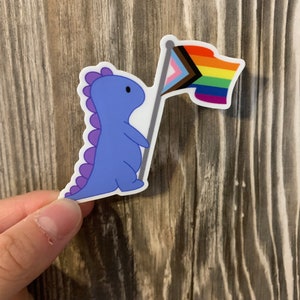 Rainbow Pride Flag Dinosaur Sticker