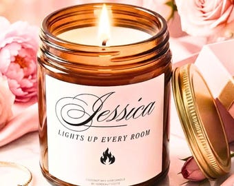 Personalized Name Candle Custom Candle Gift "Lights up a Room" Unique Gift for wedding Birthday Friend