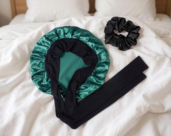 Mulberry Silk Bonnet for Straight, Wavy & Curly Hair protects hair while sleeping 22 Momme Anti-Frizz with tie