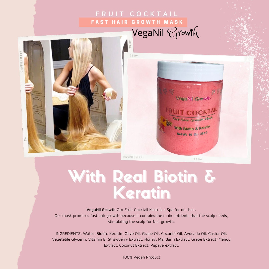 Biotin u0026 Keratin Hair Conditioner Fruit cocktail and Castor Oil to Revive  Dull, Damaged Hair VegaNil Growth