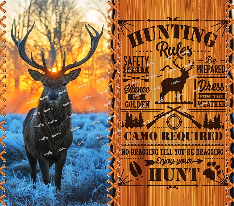 Deer Hunting Rules V2 PNG Wrap 20oz Skinny Sublimation Etsy