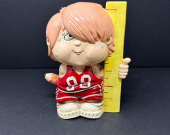 Vintage 1979 Enesco Sport Skwirts Basketball Coin Bank | Rare Ceramic Change Bank | Retro Collectible