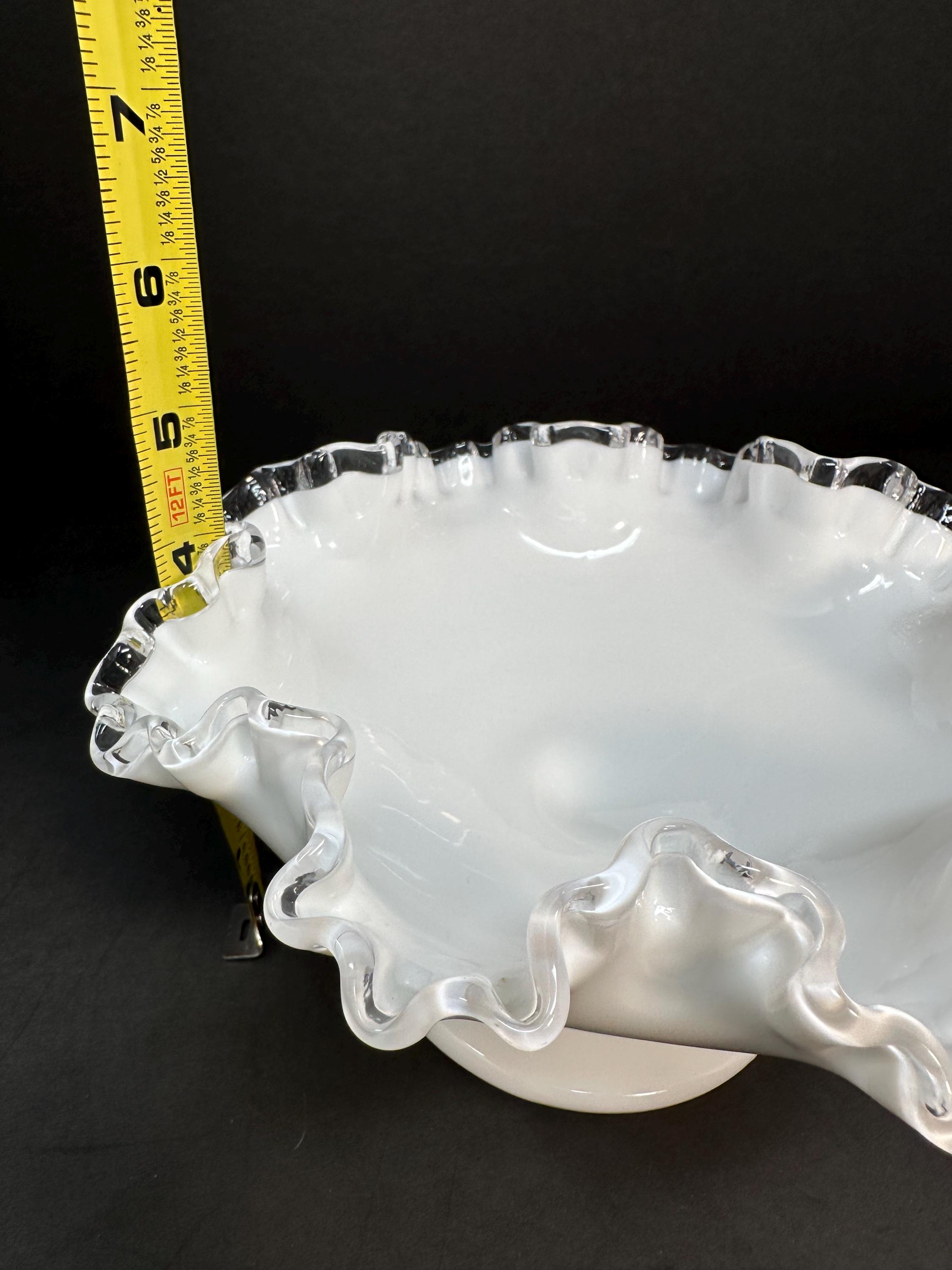 Vintage Fenton Silver Crest Low Footed Comport, 8” Diameter Milk