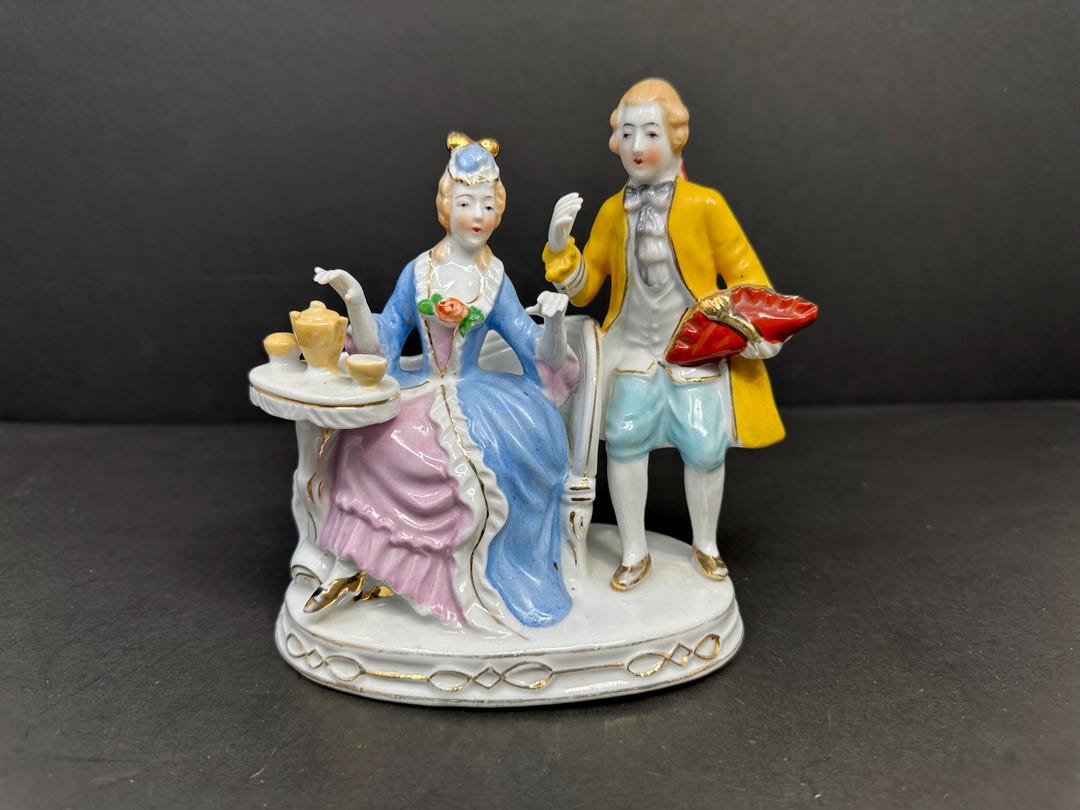Classic Rococo Items Vintage Rococo Couple Figurine Hand-painted Porcelain 6-inch Romantic ...