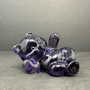 Fenton 5233 OE Violet Reclining Bear | Undecorated Glass Figurine | Made in 2000-2001 | Rare Vintage Collectible | Handcrafted Gift