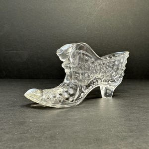 Vintage Fenton Clear Opalescent Hobnail Glass Slipper, Elegant Collectible Shoe Figurine, Retro Display Decor, Great Vintage Condition, 5.5”