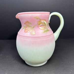 Extremely Rare Fenton Lotus Mist Burmese Pitcher | Handpainted by Robin Spindler | 7.5” Tall #6667 Vintage Collectible
