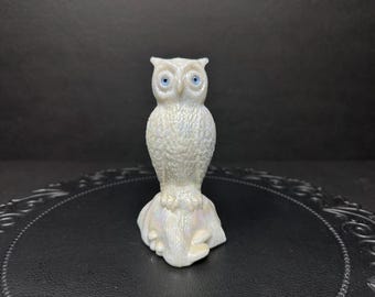 手彫りのグリーン翡翠フクロウ彫刻：クリスタルホームデコレーション