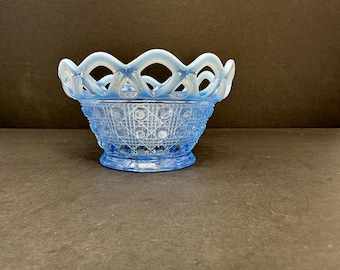 インペリアルガラス オープンレースパターン 6インチ クリアブルー