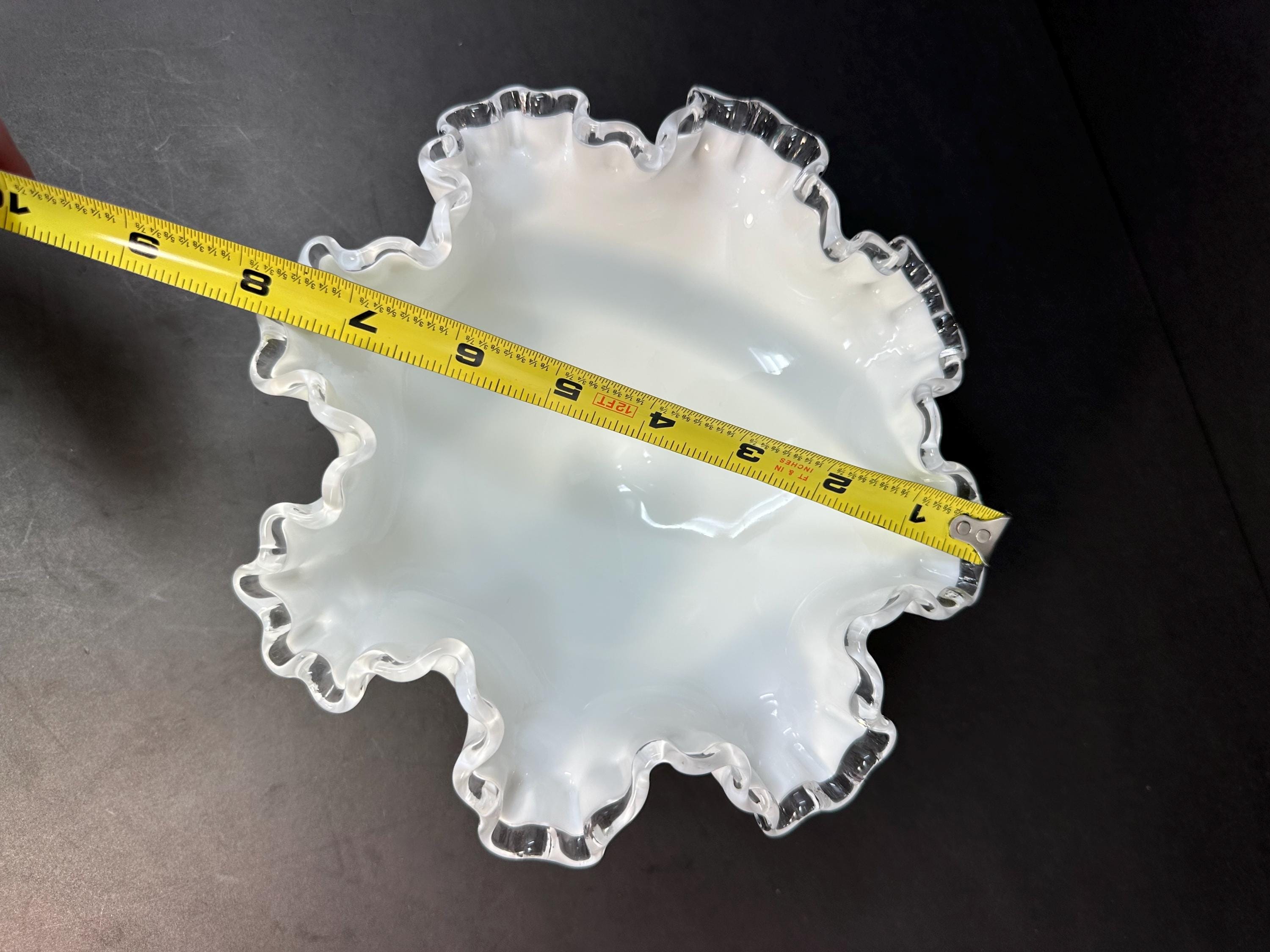 Vintage Fenton Silver Crest Low Footed Comport, 8” Diameter Milk