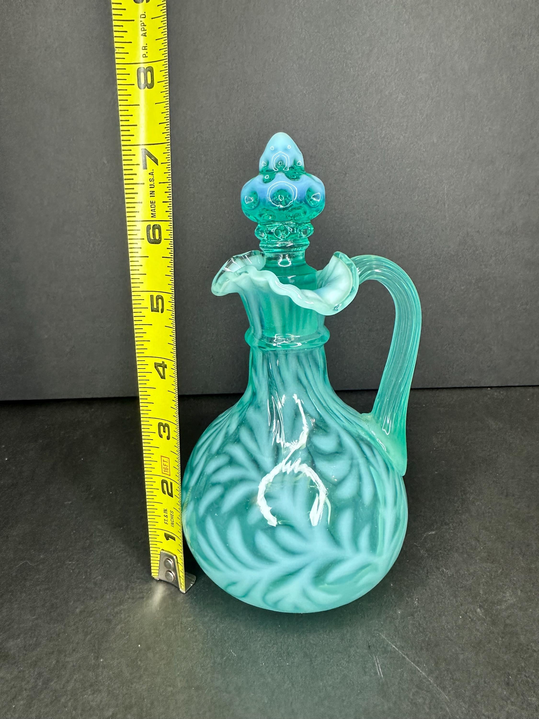 Fenton Persian Blue Opalescent Cruet With King's Crown Stopper