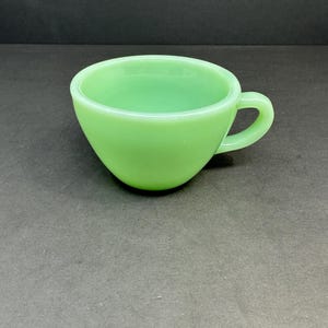 Vintage Fire King Jadeite Extra Heavy Cup 7 oz, Restaurant Ware Model #G299, Mid Century Glassware, Green Milk Glass Mug, Collectible