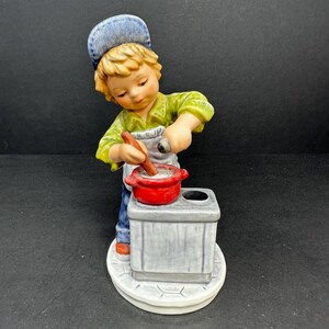 Vintage 1978 Goebel “Today’s Children” Boy at Stove Figurine | West Germany Collectible Porcelain Figure | Vintage Kitchen Decor | Goebel Ar