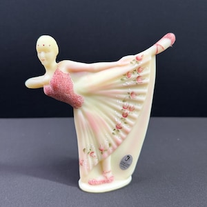 Rare Fenton Burmese Satin “Natalie Ballerina” – Hand-Painted by Christina Hall – UV Reactive – Vintage Collectible