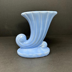 Shawnee Cornucopia Planter – 6” Blue Matte – 1940s, Excellent Condition (2 Available)