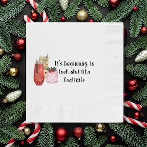 Tovaglioli da cocktail di Natale, cominciano ad assomigliare molto ai cocktail, tovaglioli di Natale, tovaglioli per la festa di Natale, bevanda natalizia